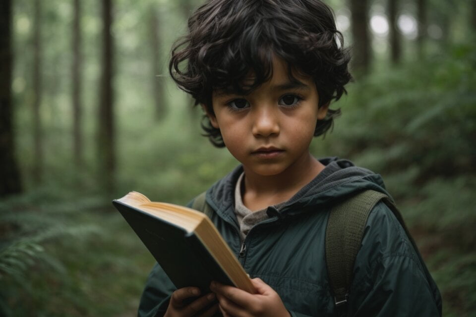 PhotoReal Italian child black eyes black hair the childs hair