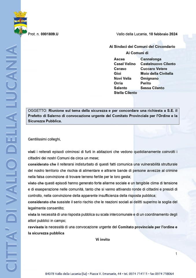 vallo sindaco invito