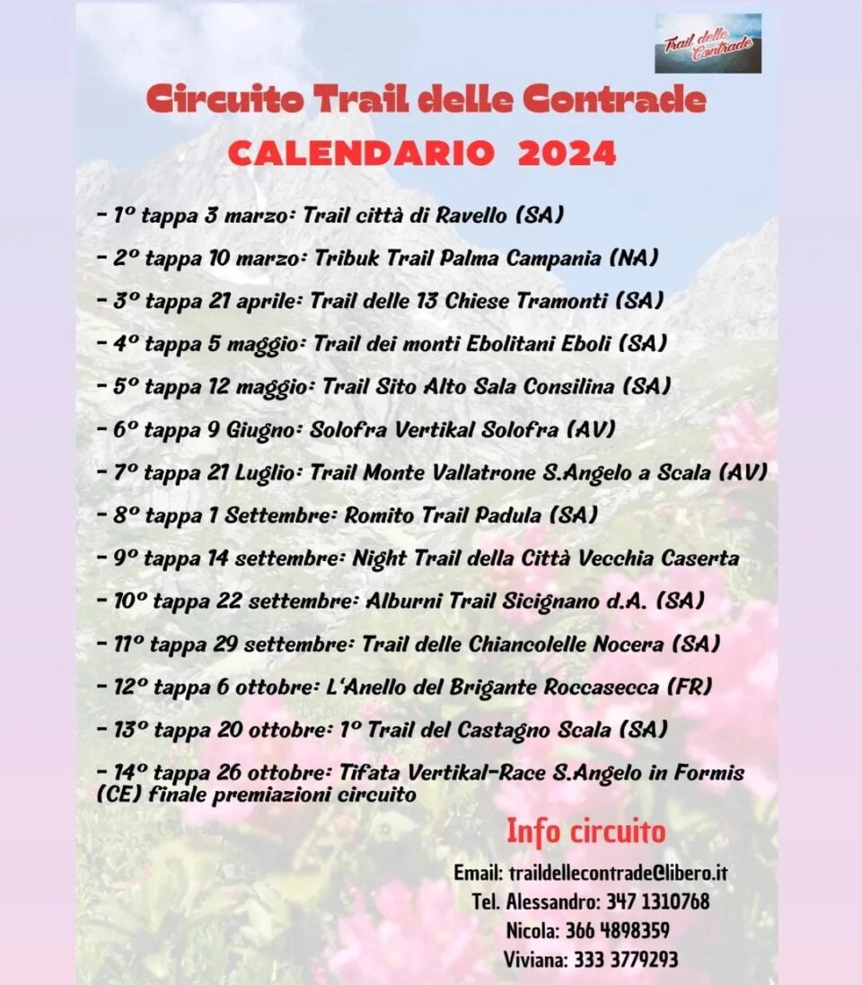 Trail delle Contrade . Calendario