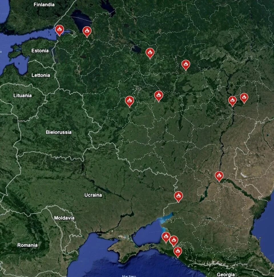 raffinerie russe attaccate ucraina droni mappa google earth today