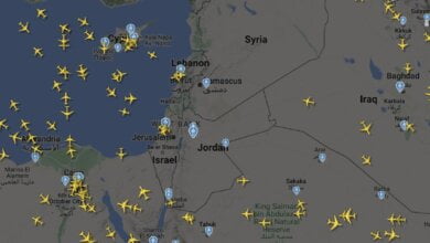 spazio aereo chiuso intorno all'area della palestina
