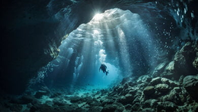 sala della neve grotta azzurra realizzata con intelligenza artificiale