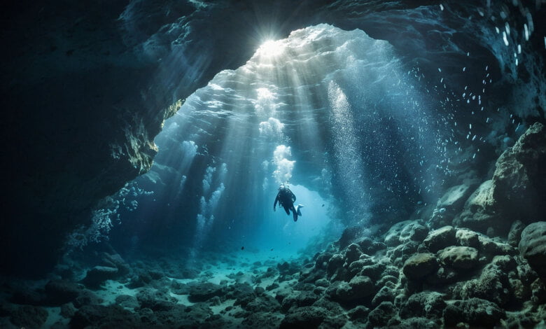 sala della neve grotta azzurra realizzata con intelligenza artificiale