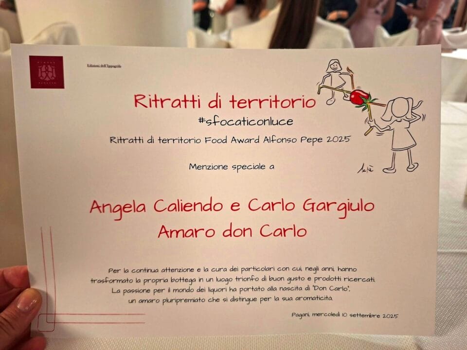 Ritratti di Territorio Food Award Alfonso Pepe il premio