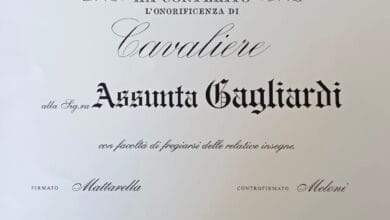 Assunta Gagliardi Cavaliere della Repubblica