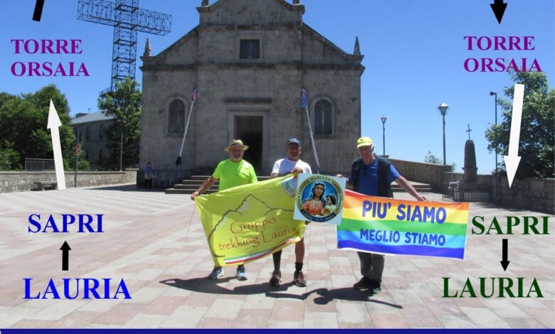 Tre pellegrini al Santuario con itinerario