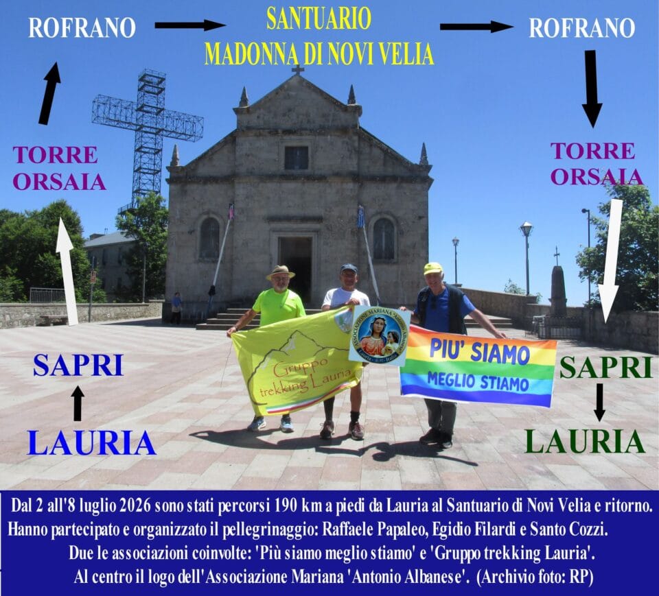 Tre pellegrini al Santuario con itinerario